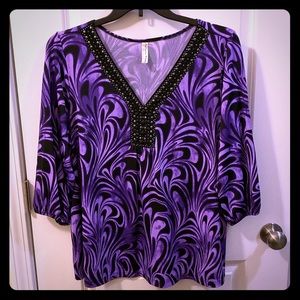 Purple swirl and bling blouse